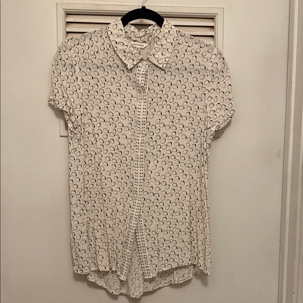 Max Studio White and Black Button Down Shirt